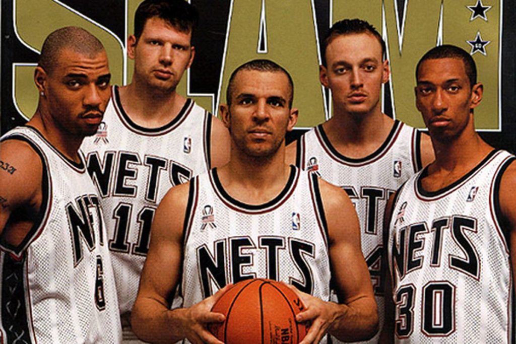 Jason Kidd, Kenyon Martin, Kerry Kittles, Todd MacCulloch, Keith VanHorn,  Lucious Harris & Richard Jefferson 2001/2002 Champions New Jersey Nets